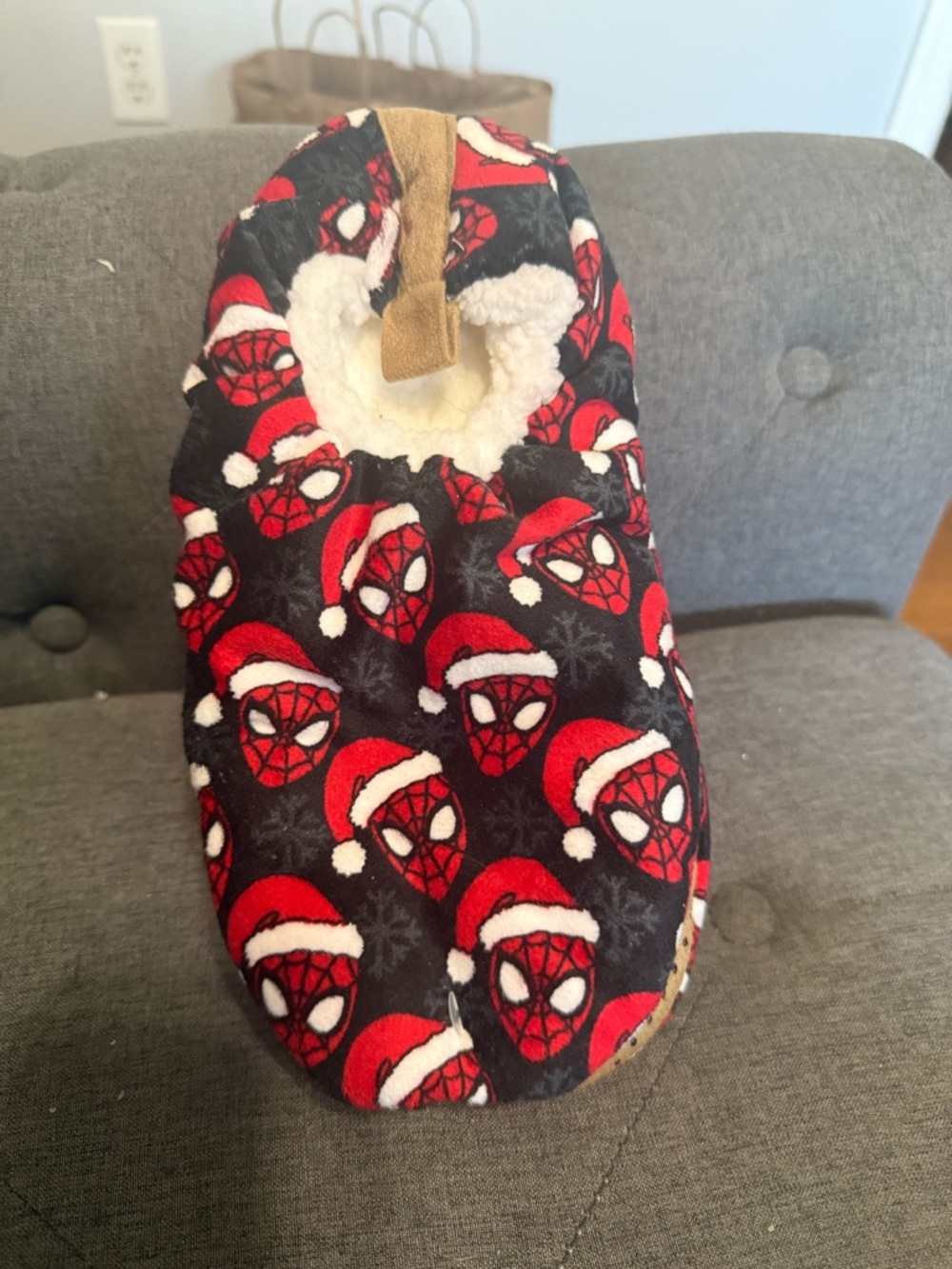 Marvel Men's Black and Red Spider-Man Santa Slippers